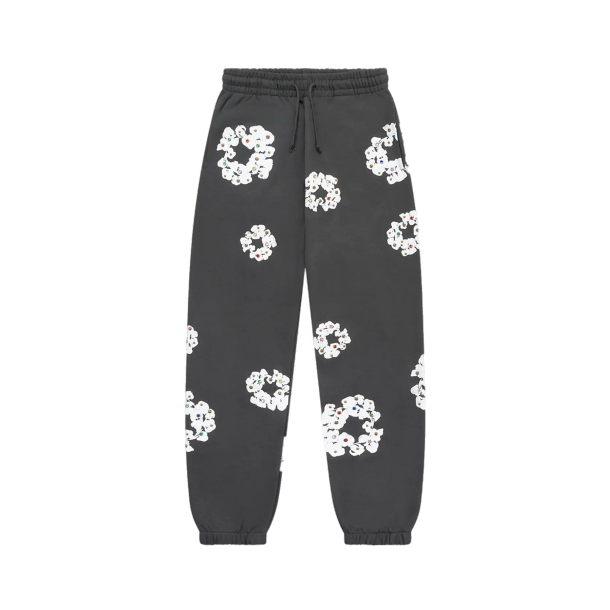 Denim Tears Rhinestone Cotton Wreath Sweatpants - Vintage Black